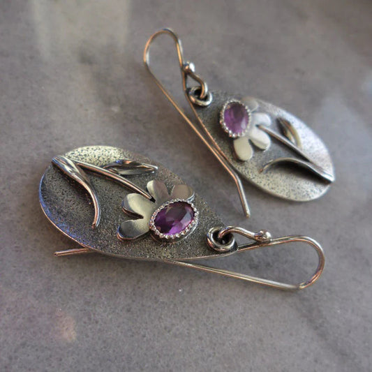 Three Dimensional Flower Retro Earrings