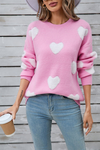 Women's angel wings heart long sleeve sweater