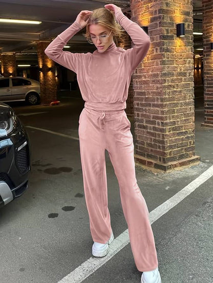 Women's turtleneck top and wide pants set