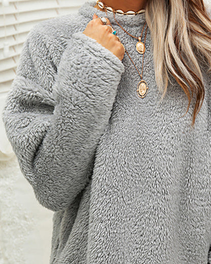 Women's casual midi mock neckline pocket sweatshirt