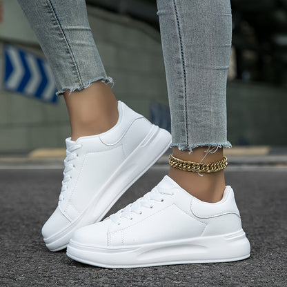Women’s Casual Sneakers – Low-Top Minimalist Design – Comfortable Lace-Up Fit