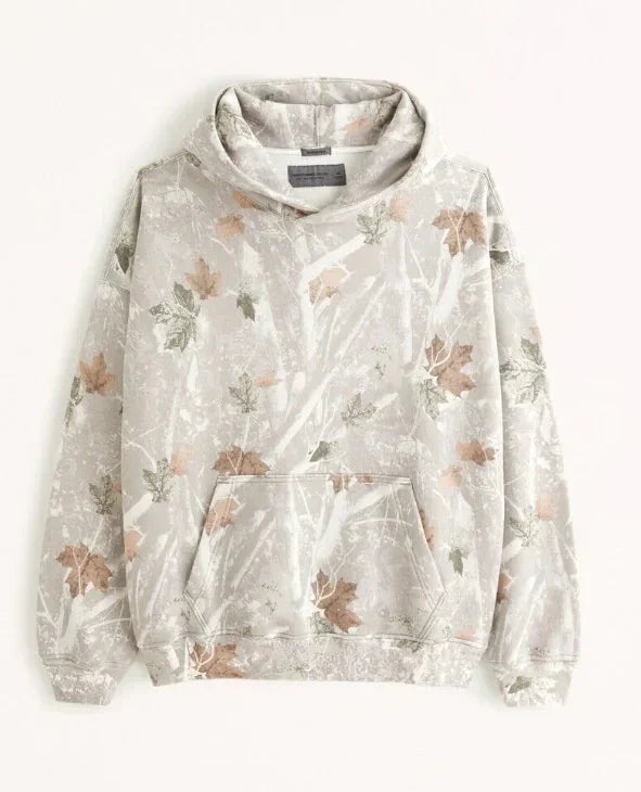 Women's maple leaf camouflage printed hoodie