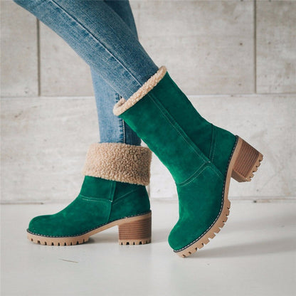 Women's slip-on block heel boots