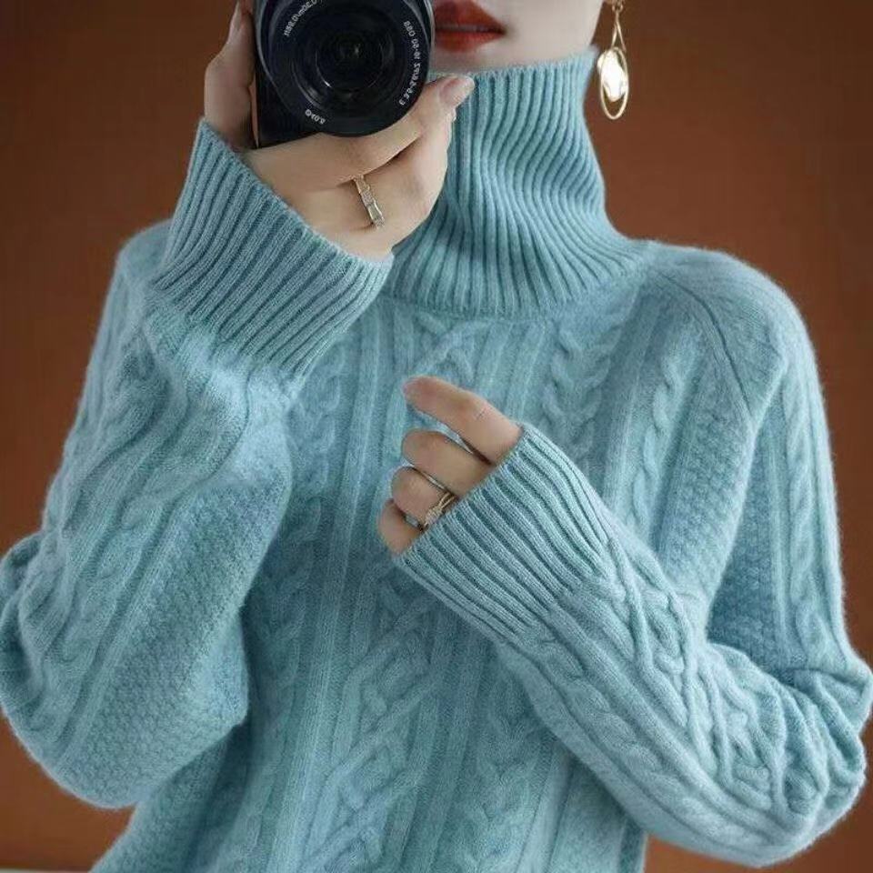 Women's classic knit turtleneck pullover sweater