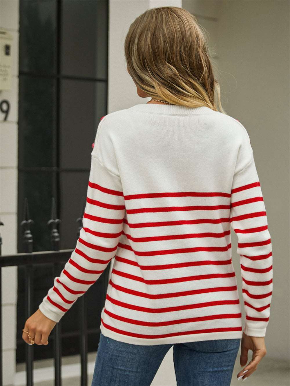 Lindiwe - button striped pullover sweater