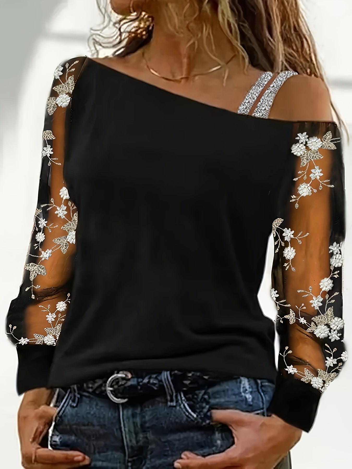 Elegant off-shoulder long-sleeved top for women