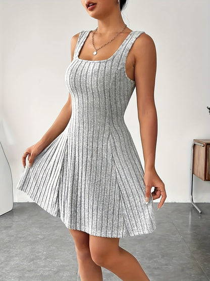 Two-piece ribbed knit skater dress with cropped hooded cardigan for women