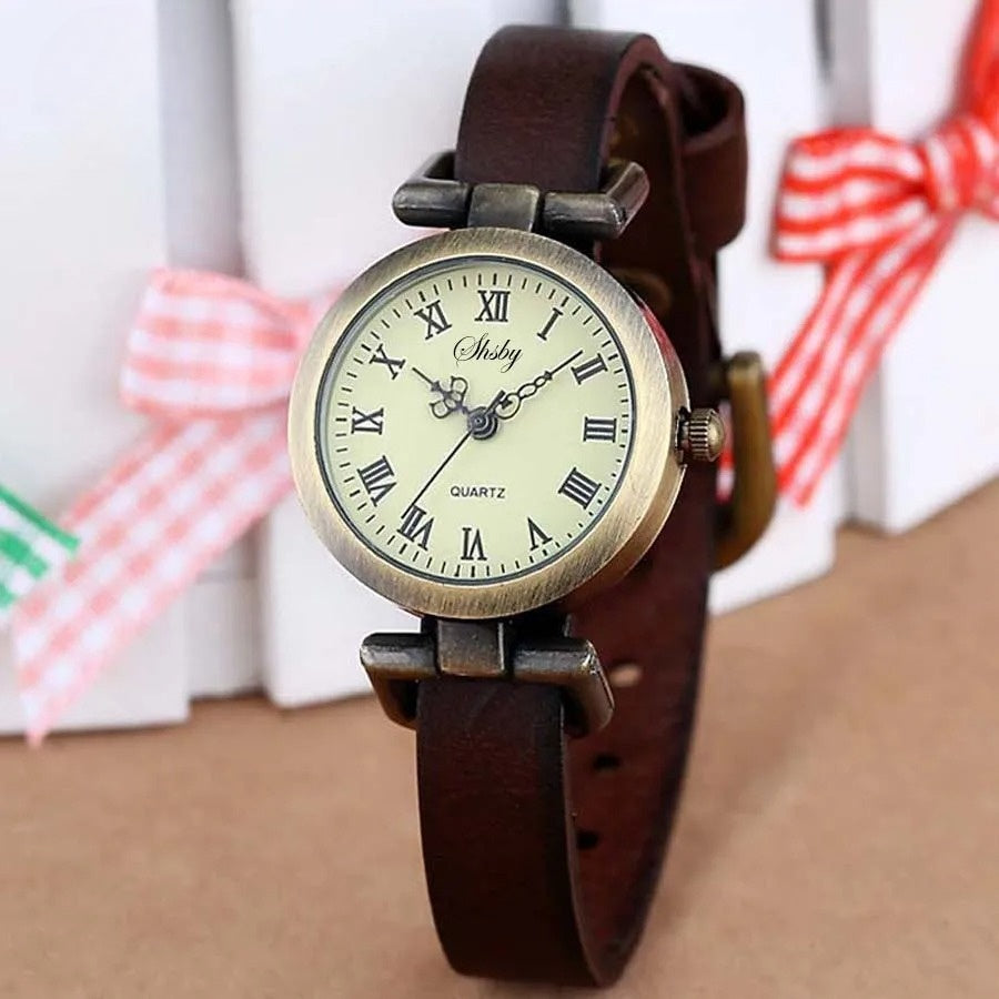 Amelia Vintage Wrist Watch | Round Dial Roman Numerals Wrist Watch