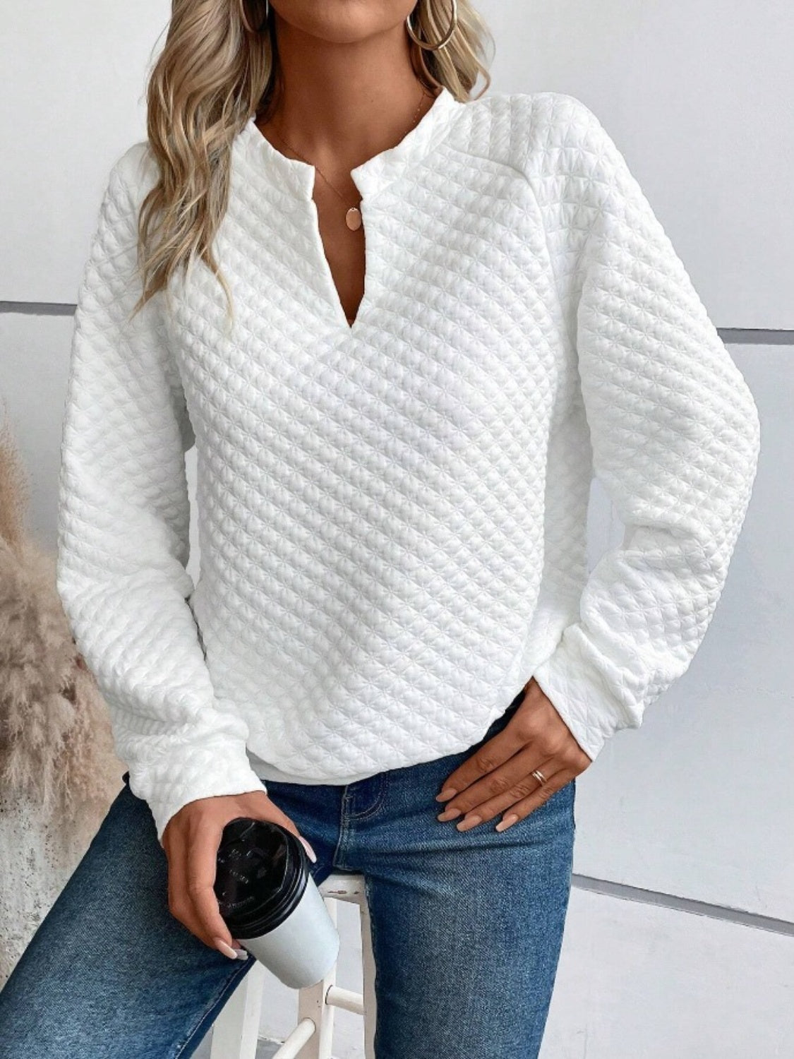 Tamara - notched long sleeve sweatshirt