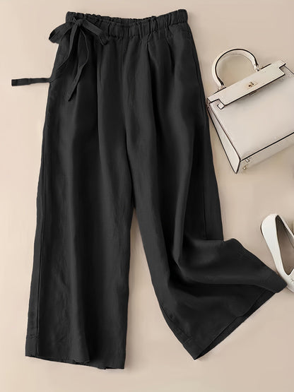Women's high waist wide leg pants with side tie