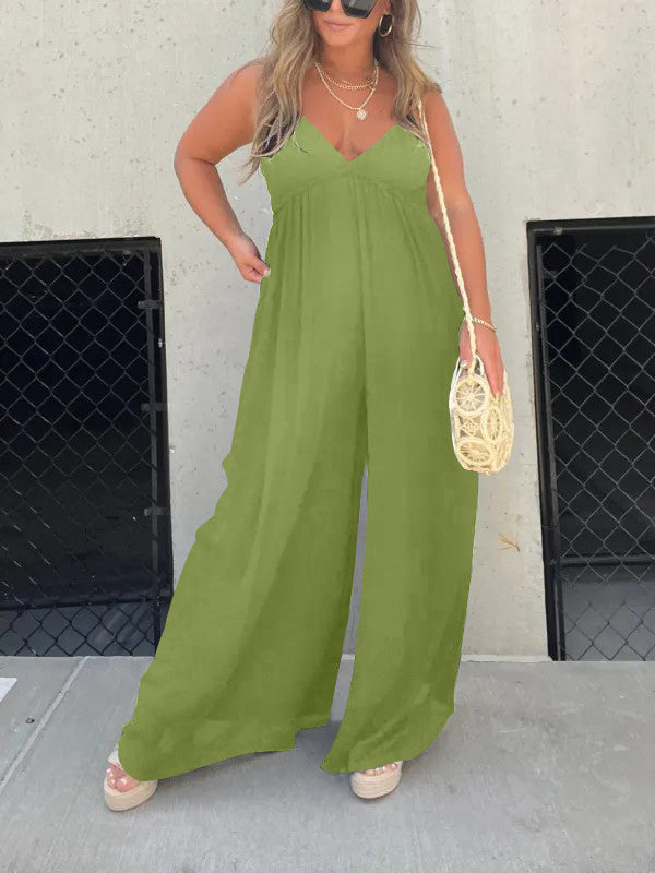 Women's v-neck trousers with wide legs