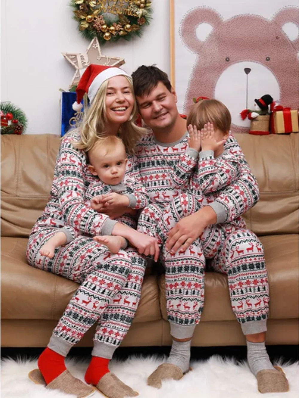 Family matching fair isle Christmas pajama set