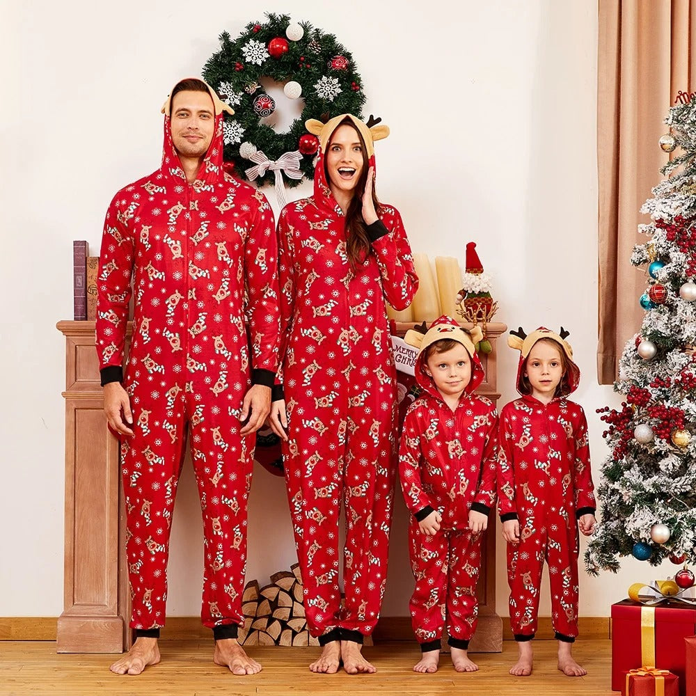 Family Christmas reindeer onesie pajamas