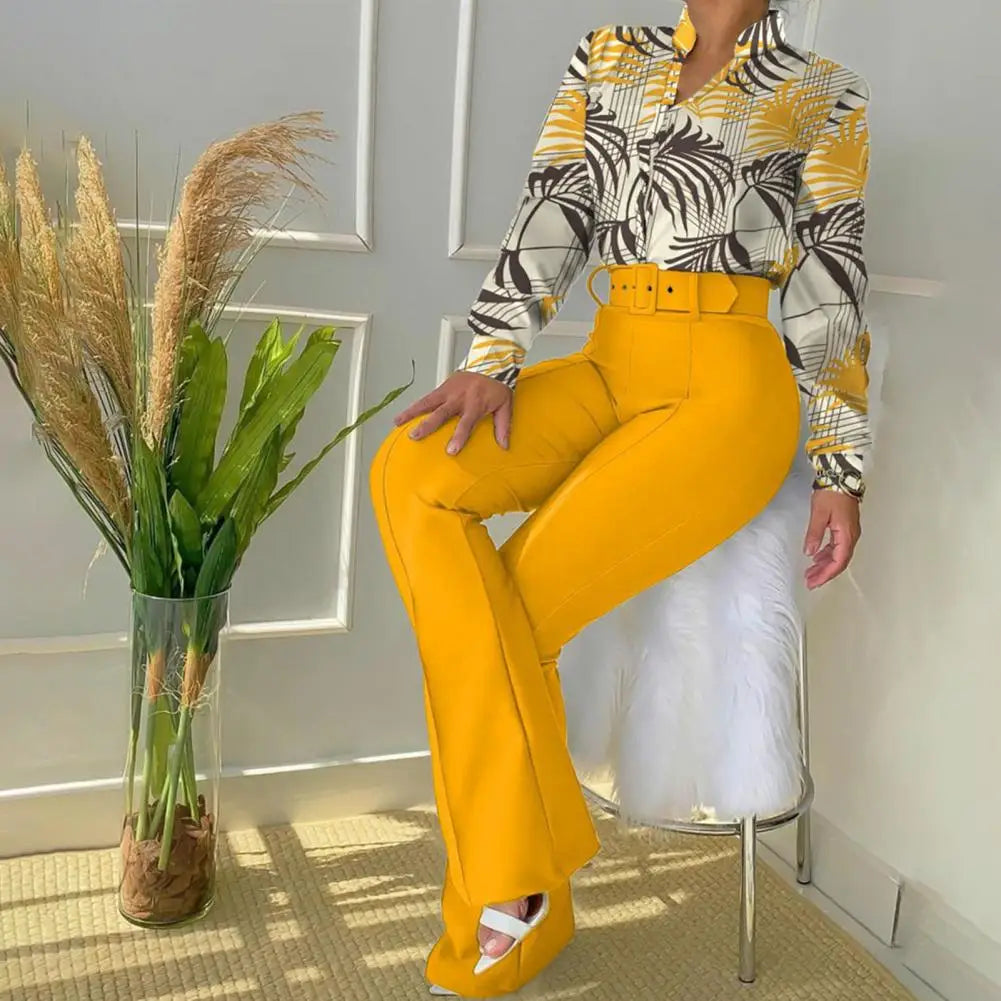 Charlotte - Flared Pants With Matching Blouse in Floral Print