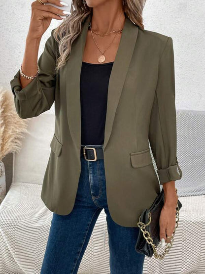Women's solid color retro lapel small suit jacket