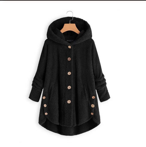 Women's double-faced fleece hooded jacket