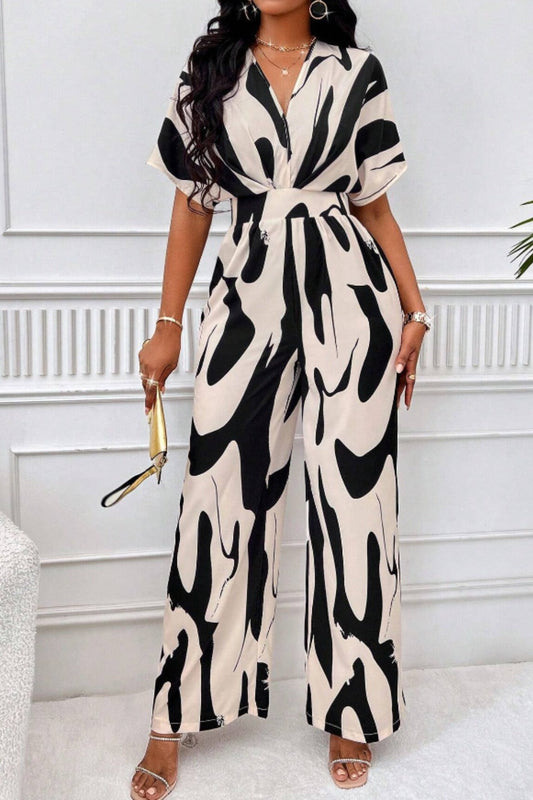 Lightweight Cinched Waist Wide Leg Jumpsuit