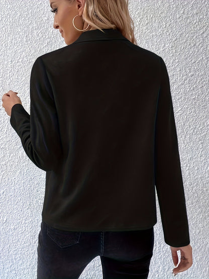 Women's jacket with waterfall collar and zip front pocket