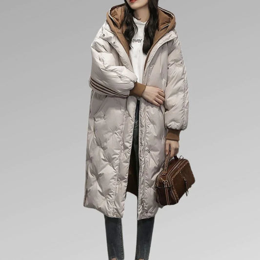 Hooded Knee-Length Black Winter Jacket