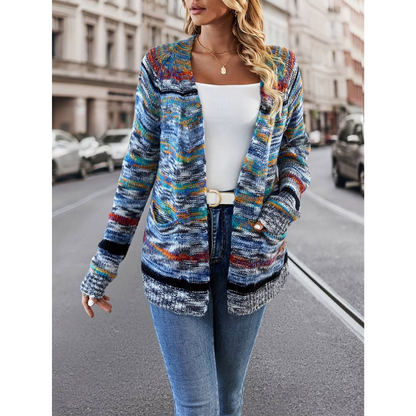 Women's long sleeve colorful striped cardigan