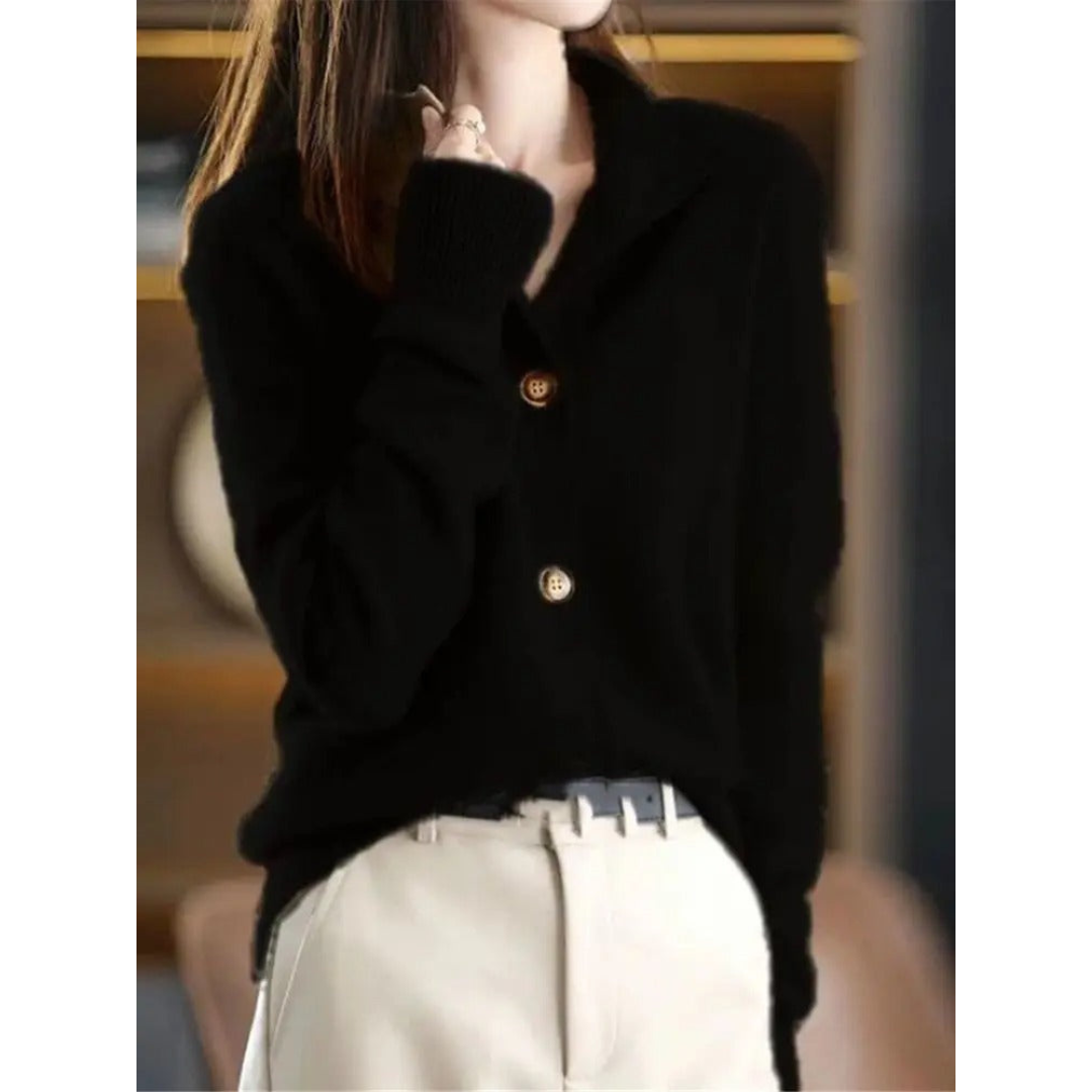 Button Closure Retro Long Sleeve Sweater