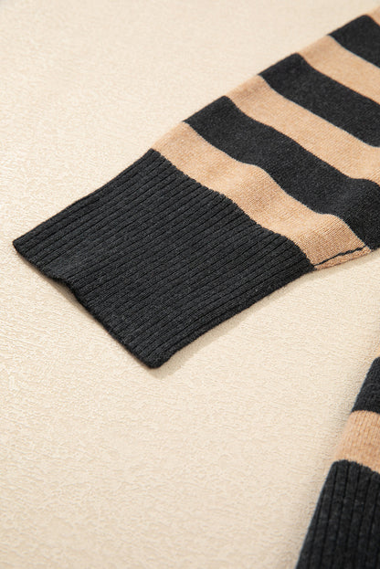 Trendy casual long-sleeved stripe pattern pullover sweater for women