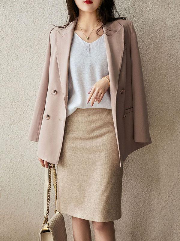 Women's v-neck five-point sleeves sweater