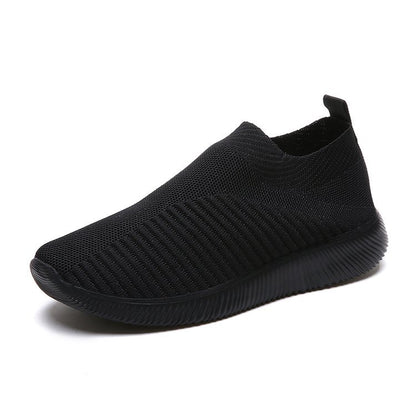 Women's Slip-On Sneakers - Breathable Knit Upper - Lightweight Cushioned Sole