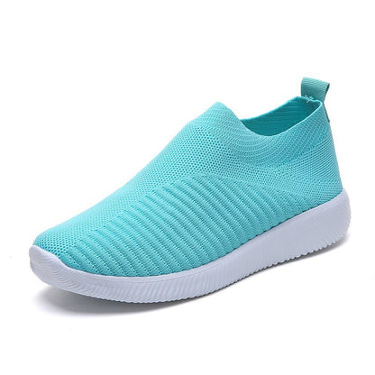 Women's Slip-On Sneakers - Breathable Knit Upper - Lightweight Cushioned Sole