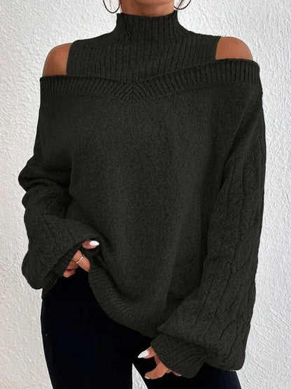Elegant off-shoulder knitted sweater for women