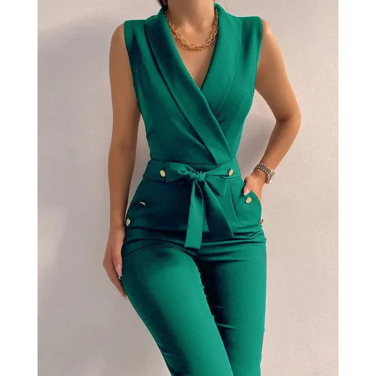 Wrap Tie Waist V-Neck Jumpsuit