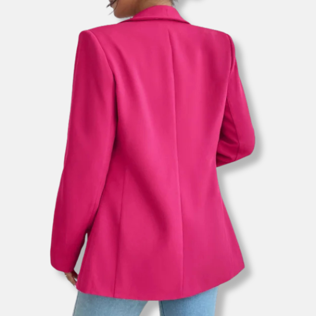 Isla Longline Blazer | Notch Lapel Flap Pockets Blazer