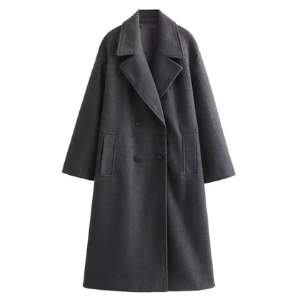 Stylish women's winter trench coat with button closure and pockets
