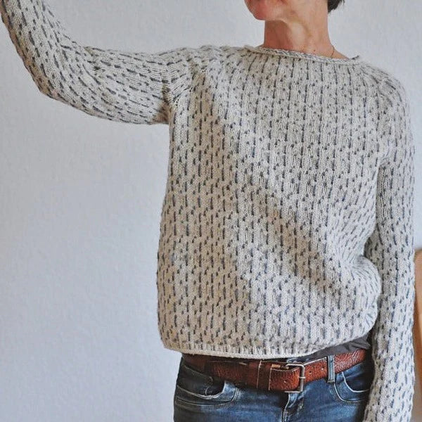 Women's chic grey boat neck sweater