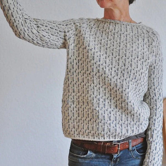 Grey Boat Neck Chic Sweater