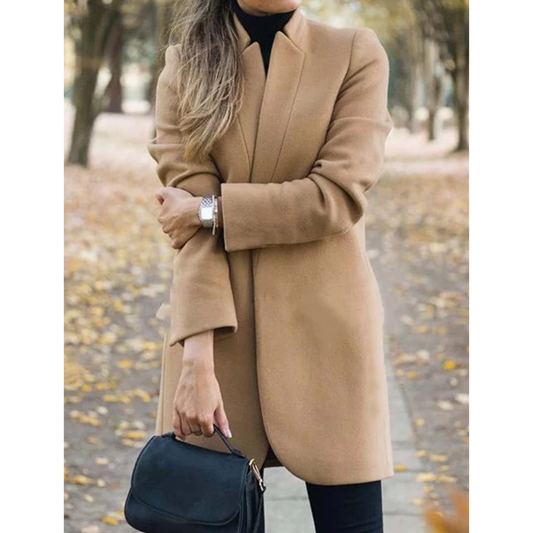 Wool Blend Tailored Mid-Length Overcoat