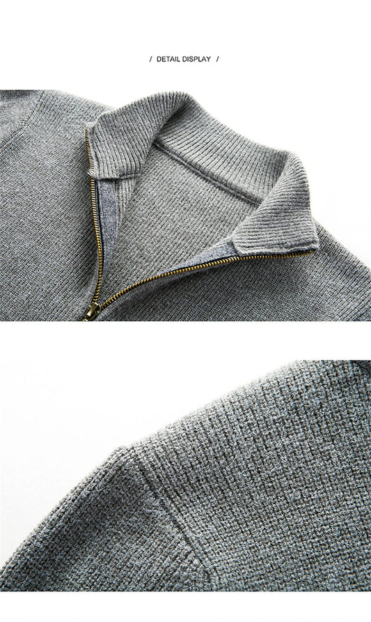 Zipper Jacquard Sweater Cardigan Jacket
