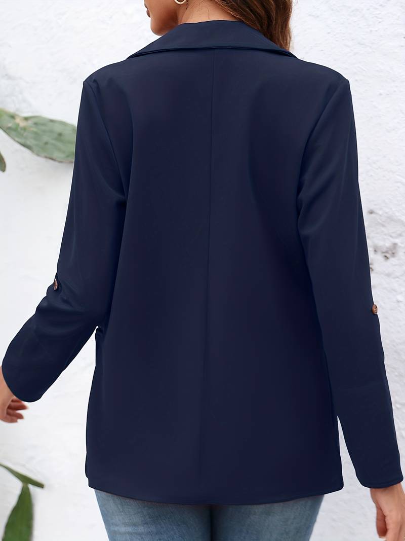 Women's casual open front blazer with lapel collar