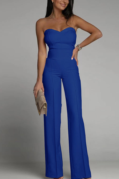 Fitted High-Waist Strapless Formal Jumpsuit