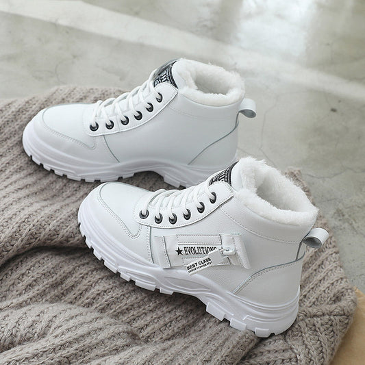 Faux Leather Chunky Platform High-Top Lace-Up Boots
