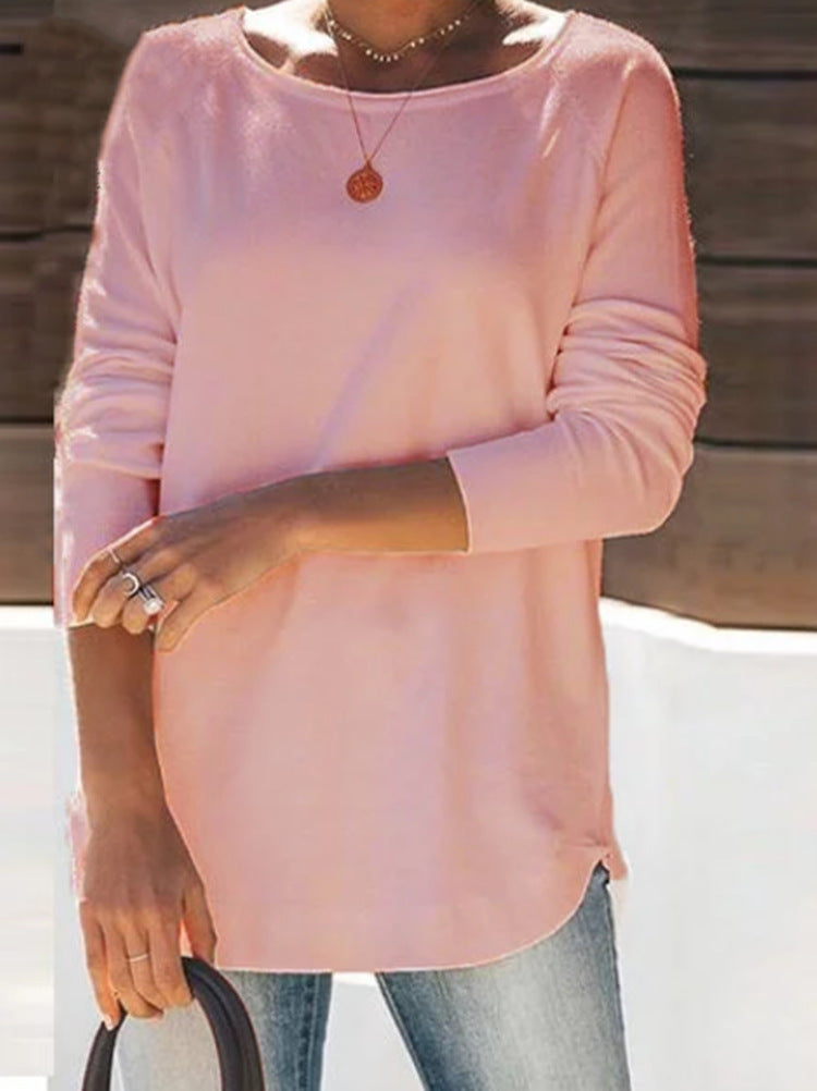 Women's Pullover Sweater - Round Neck - Long Sleeve - Soft Knit Casual Fit