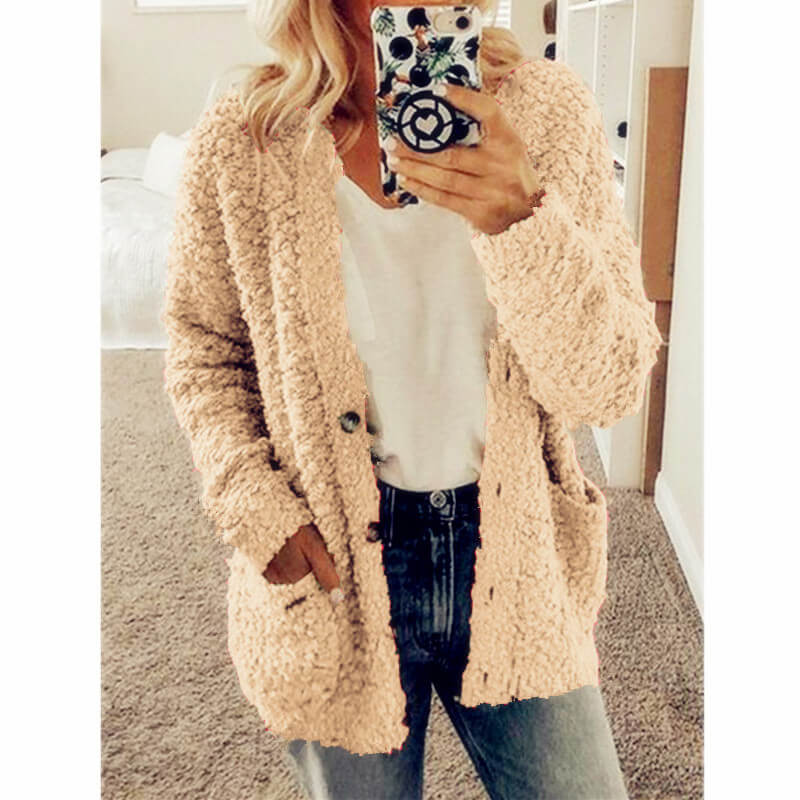 Women's cozy textured button-up cardigan