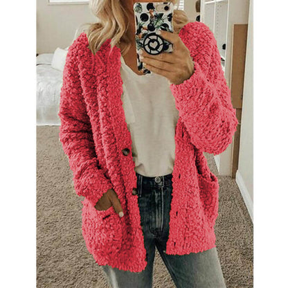 Women's cozy textured button-up cardigan