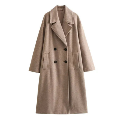 Stylish women's winter trench coat with button closure and pockets