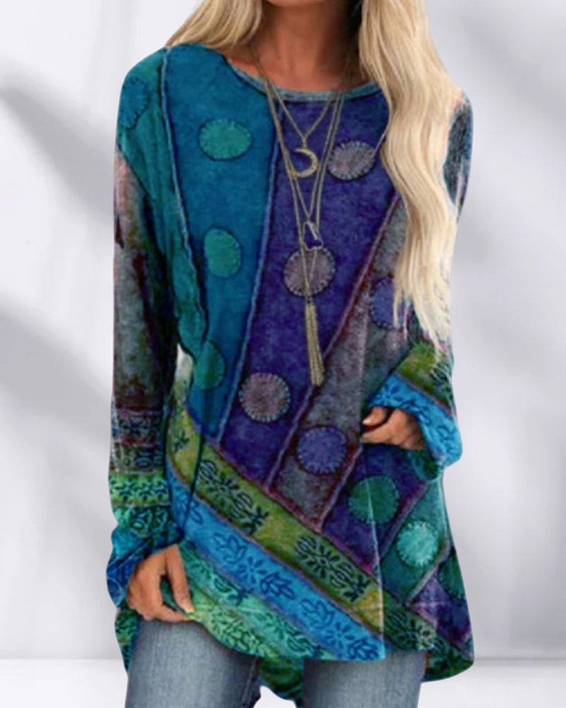 Women's retro print sweater