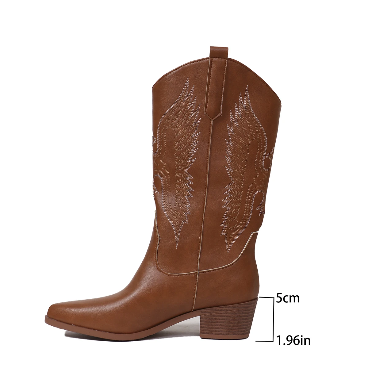 Women's embroidered mid-height cowboy boots