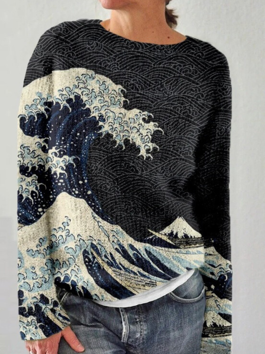 Eveline - elegant sweater with wave print