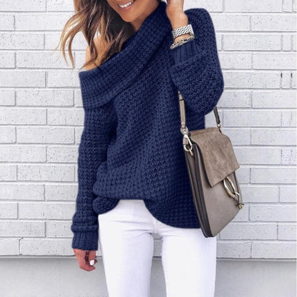 Women’s Sweatshirt – Oversized Relaxed Fit – Chunky Knit – Off-Shoulder Neckline