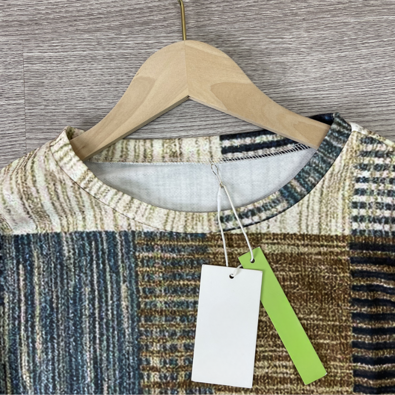 Women's Sweater Dress - Knit Patchwork Design - Relaxed Fit - Round Neck, Long Sleeve