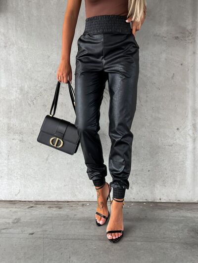 Elin - smocked high waist pants with pockets